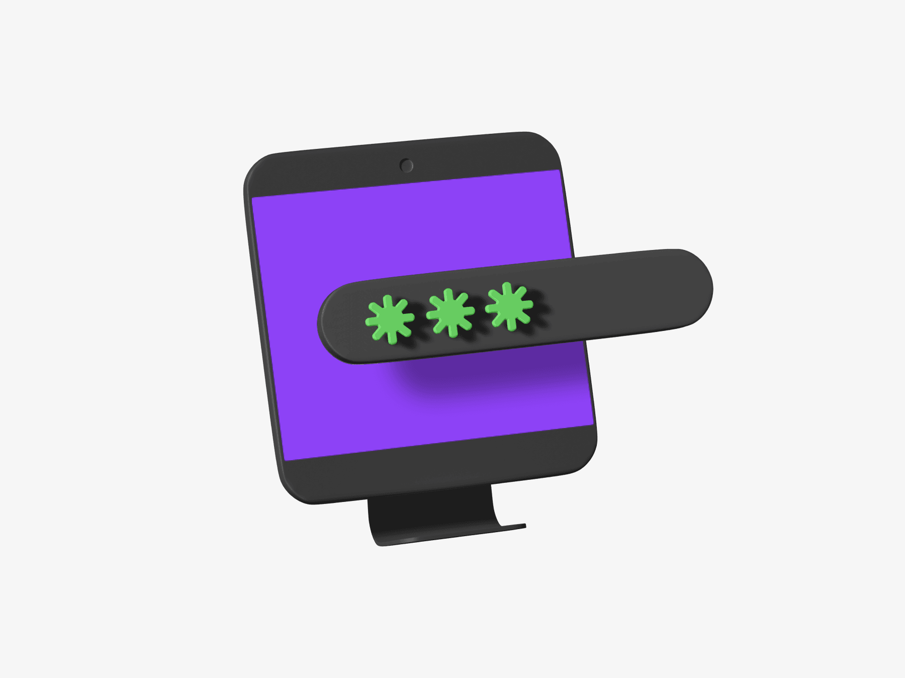 Free 3D illustration of a computer screen with a password input field and green asterisks, representing login or authentication