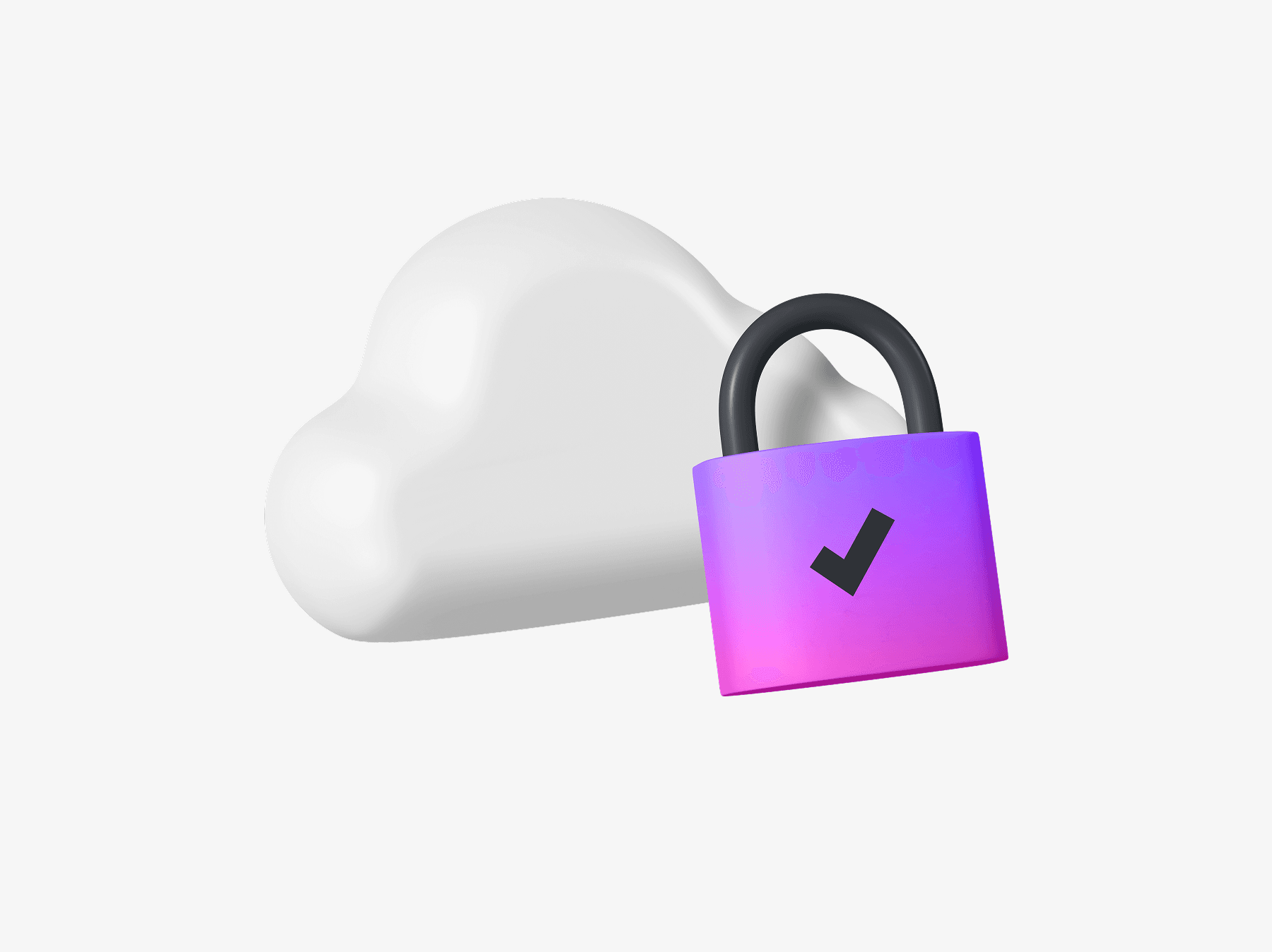 3d illustration of a cloud with a lock