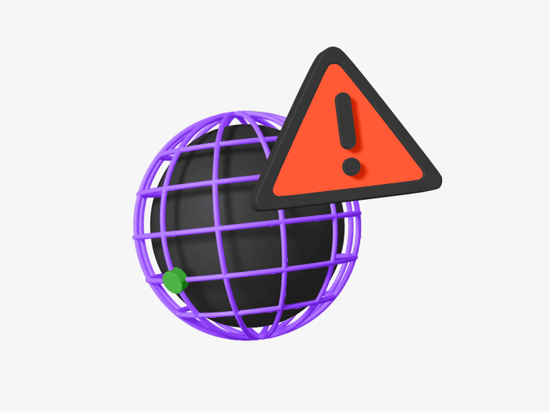 3d illustration of a globe with warning sign