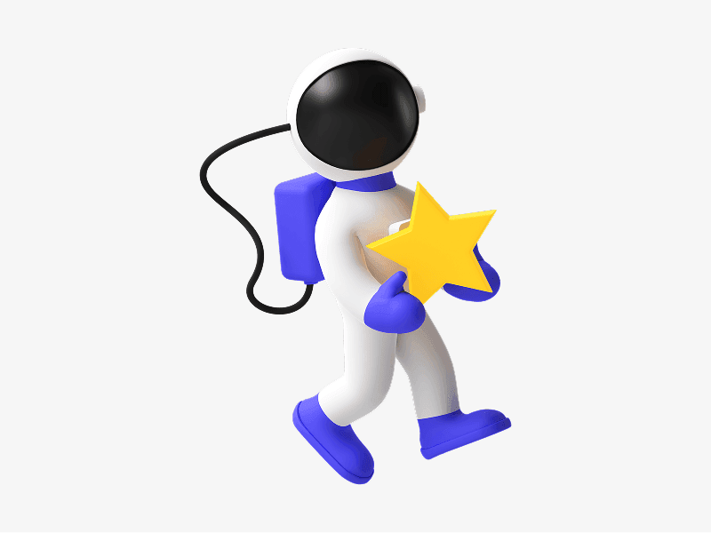 3d illustration of an astronaut holding a star