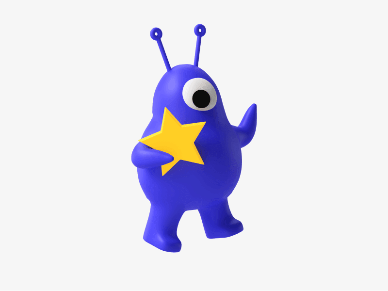 3d illustration of a friendly alien character