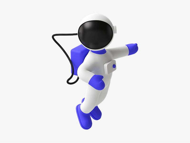 3d illustration of an astronaut jumping