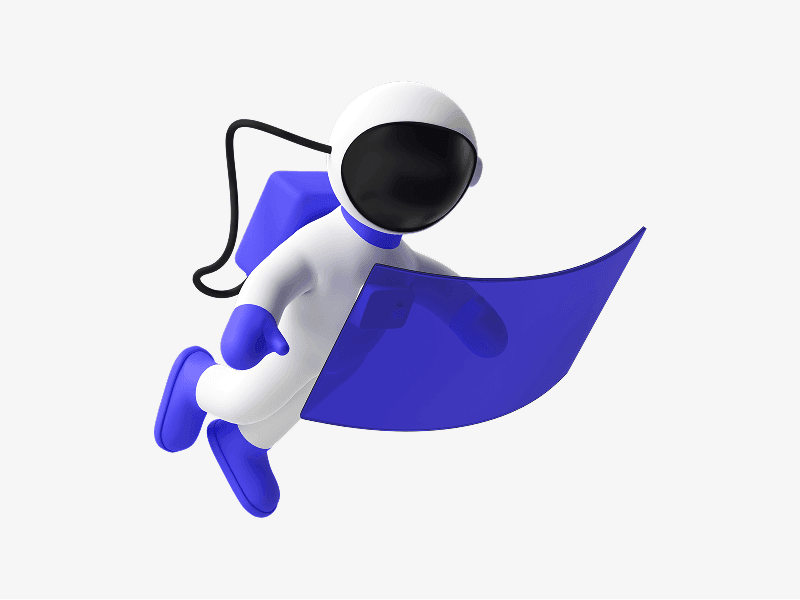 3d illustration of an astronaut flying with a flag