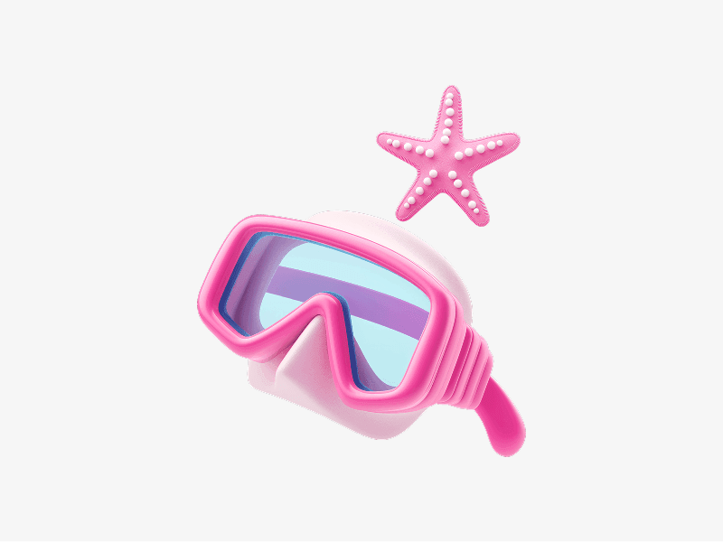 Swimming goggles with starfish shown as a fun 3D illustration