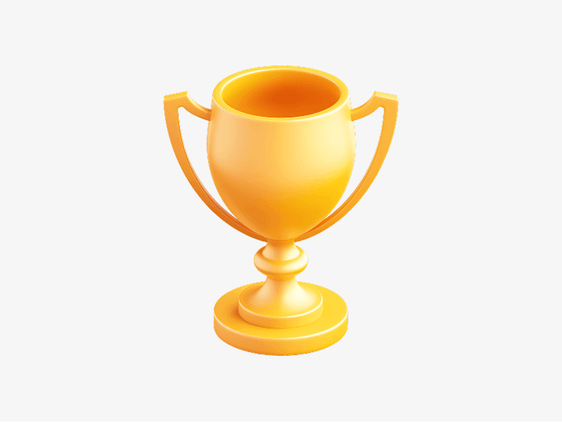 Gold trophy cup shown as a clean 3D illustration