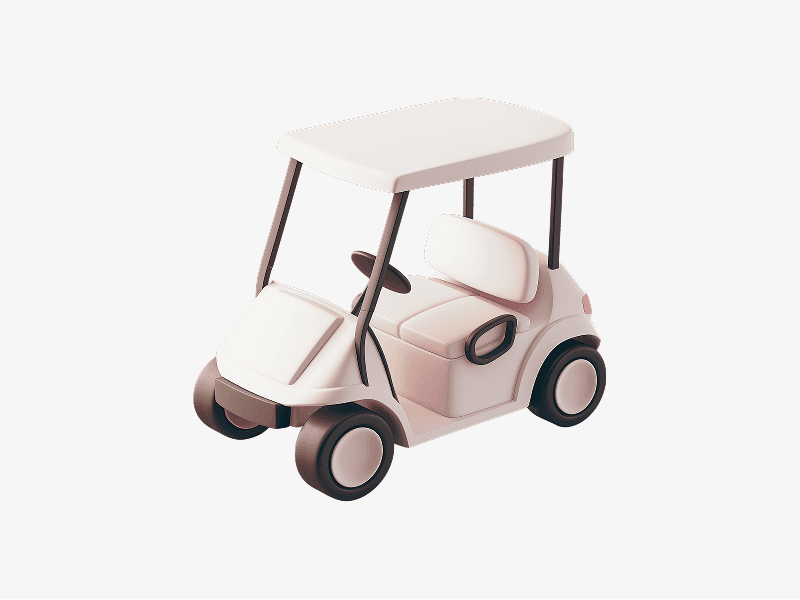 Golf cart vehicle shown as a simple 3D illustration