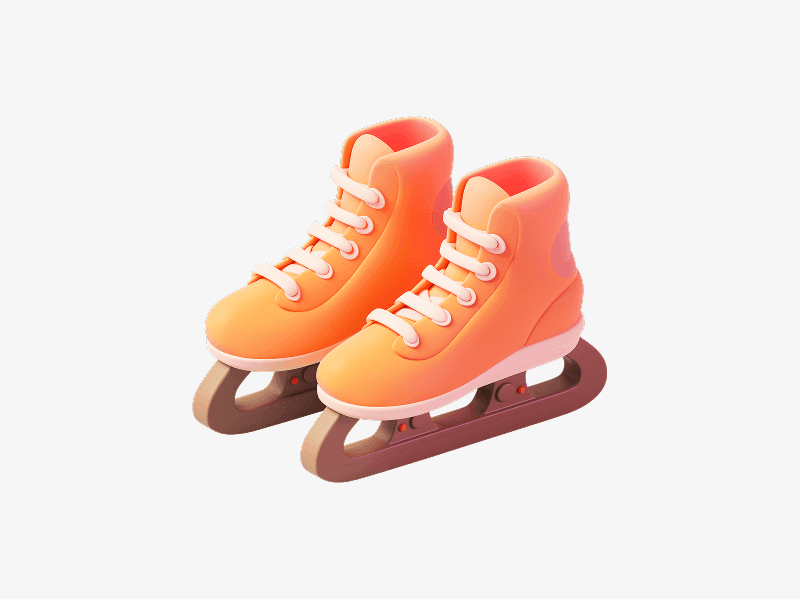 Pair of ice skates shown as a 3D illustration