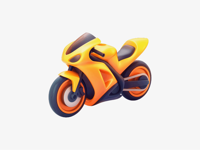Sport motorcycle shown as a dynamic 3D illustration
