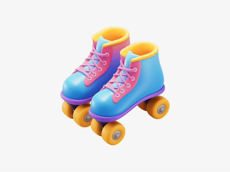 Pair of roller skates shown as a colorful 3D illustration