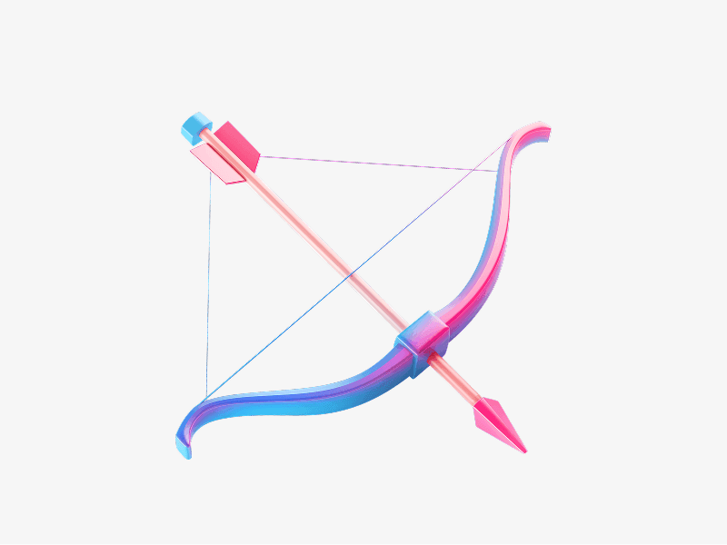 Bow and arrow set displayed as a modern 3D illustration