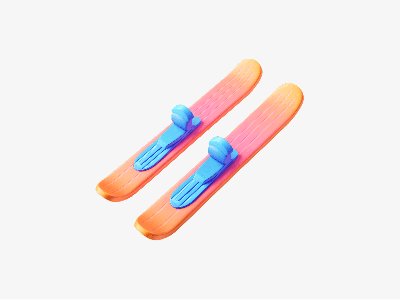 Pair of skis shown as a clean 3D illustration