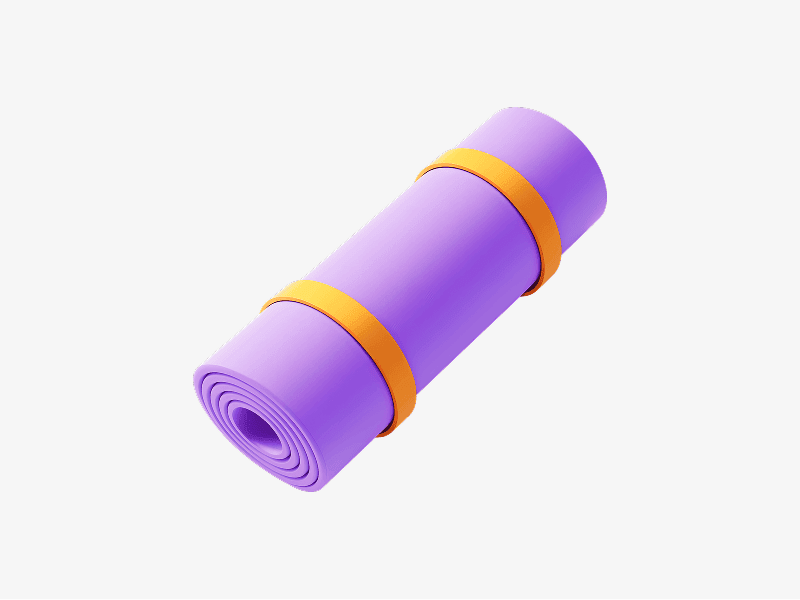 Rolled yoga mat shown as a simple 3D illustration