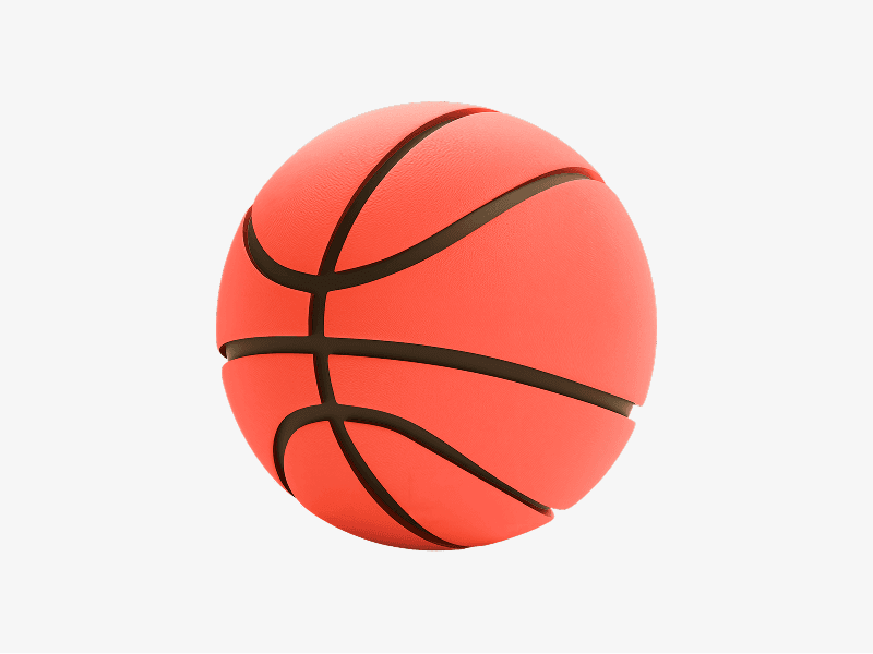 Basketball ball displayed as a clean 3D illustration