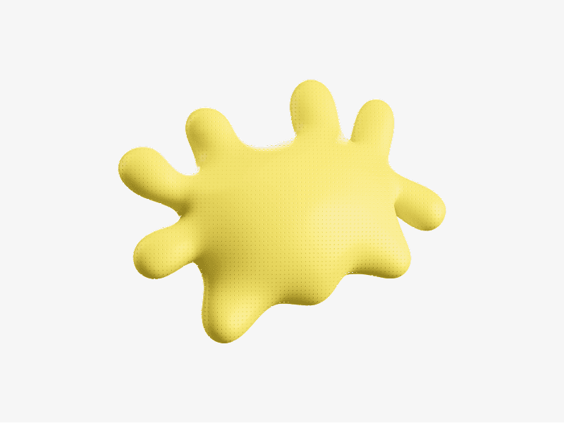 Yellow splash shaped abstract blob shown as a 3D illustration