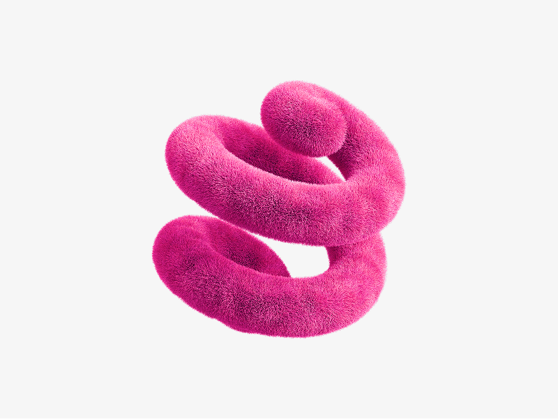 Pink soft spiral abstract shape shown as a 3D illustration