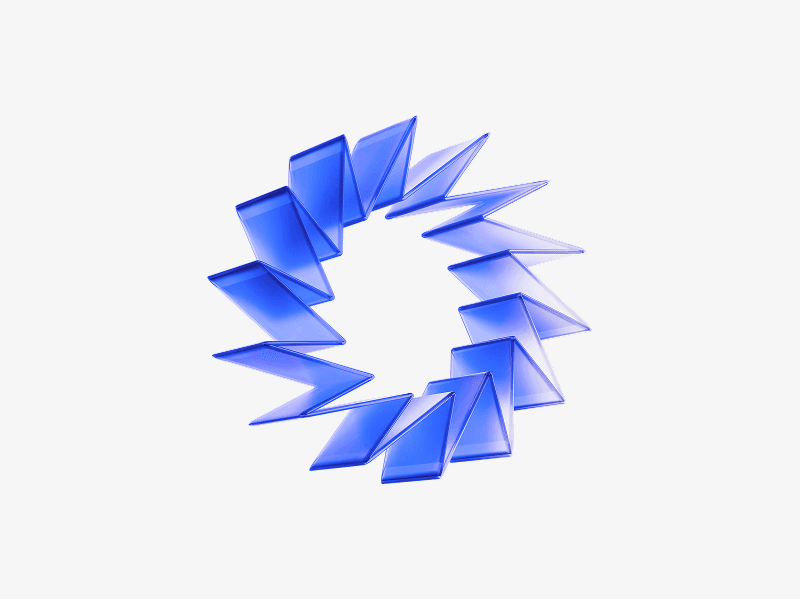 Blue sharp ring abstract shape shown as a 3D illustration
