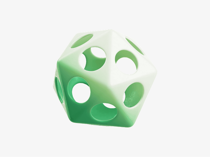 Green abstract cube with holes shown as a 3D illustration