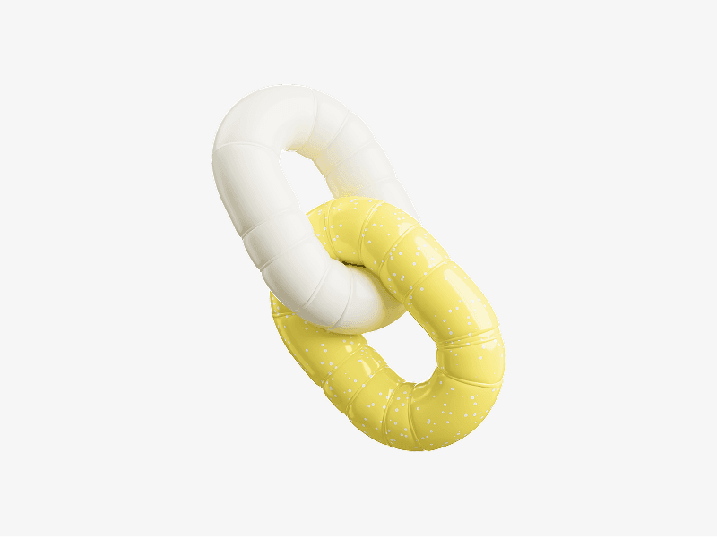 Two linked soft rings shown as a 3D illustration