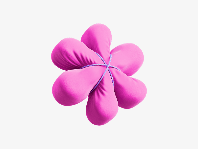 Pink puffy flower abstract shape shown as a 3D illustration