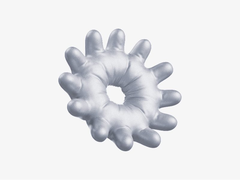 Silver puffy ring abstract shape shown as a 3D illustration