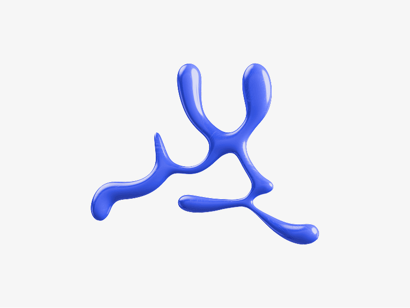 Blue organic branch like abstract shape shown as a 3D illustration