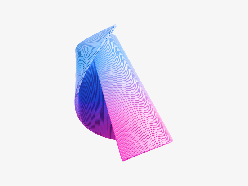 Folded gradient panel abstract shape shown as a 3D illustration