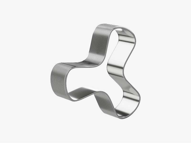 Metal cutout cross abstract shape shown as a 3D illustration