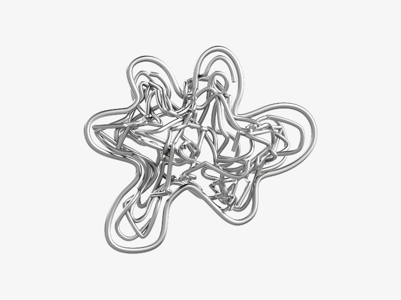 Chrome scribble star abstract shape shown as a 3D illustration