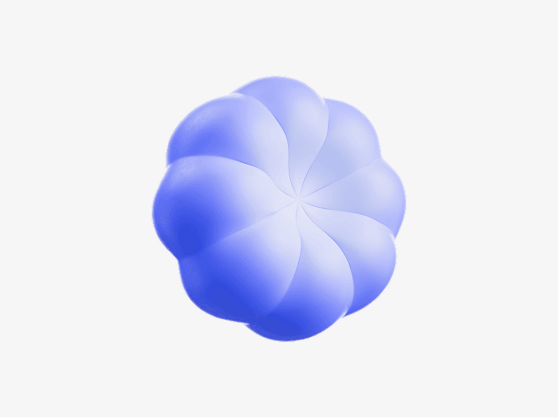Soft blue puff sphere abstract shape shown as a 3D illustration
