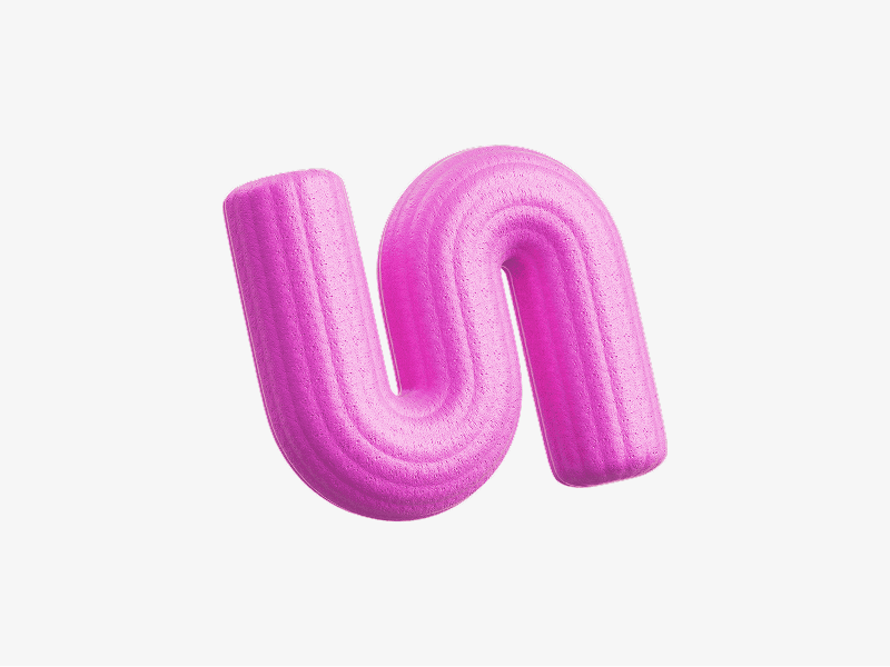 Pink curved tube abstract shape shown as a 3D illustration