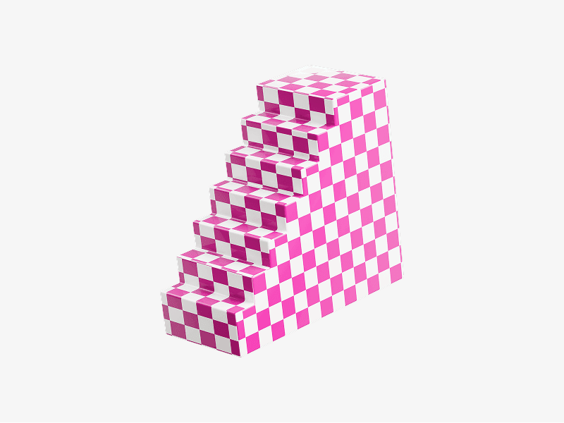Checkered stair block abstract structure shown as a 3D illustration