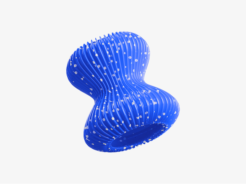 Blue wavy blob abstract shape shown as a 3D illustration