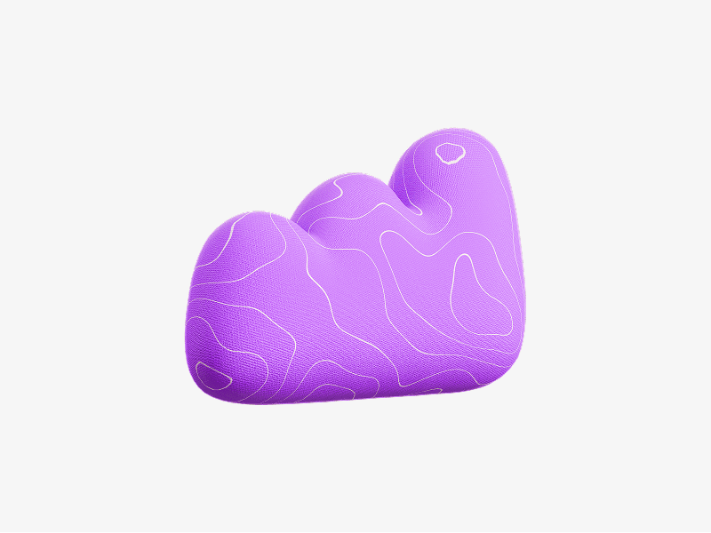 Purple soft blob shape shown as a smooth 3D illustration