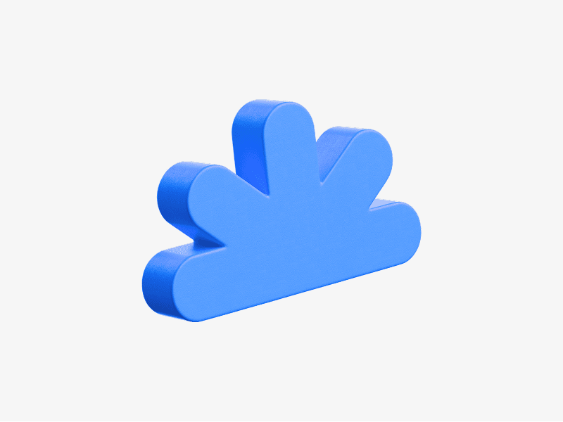 Blue cloud like abstract form shown as a 3D illustration