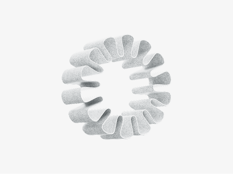 White radial ring abstract shape shown as a 3D illustration