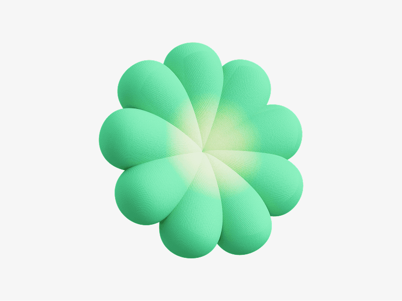 Green flower like abstract shape shown as a 3D illustration