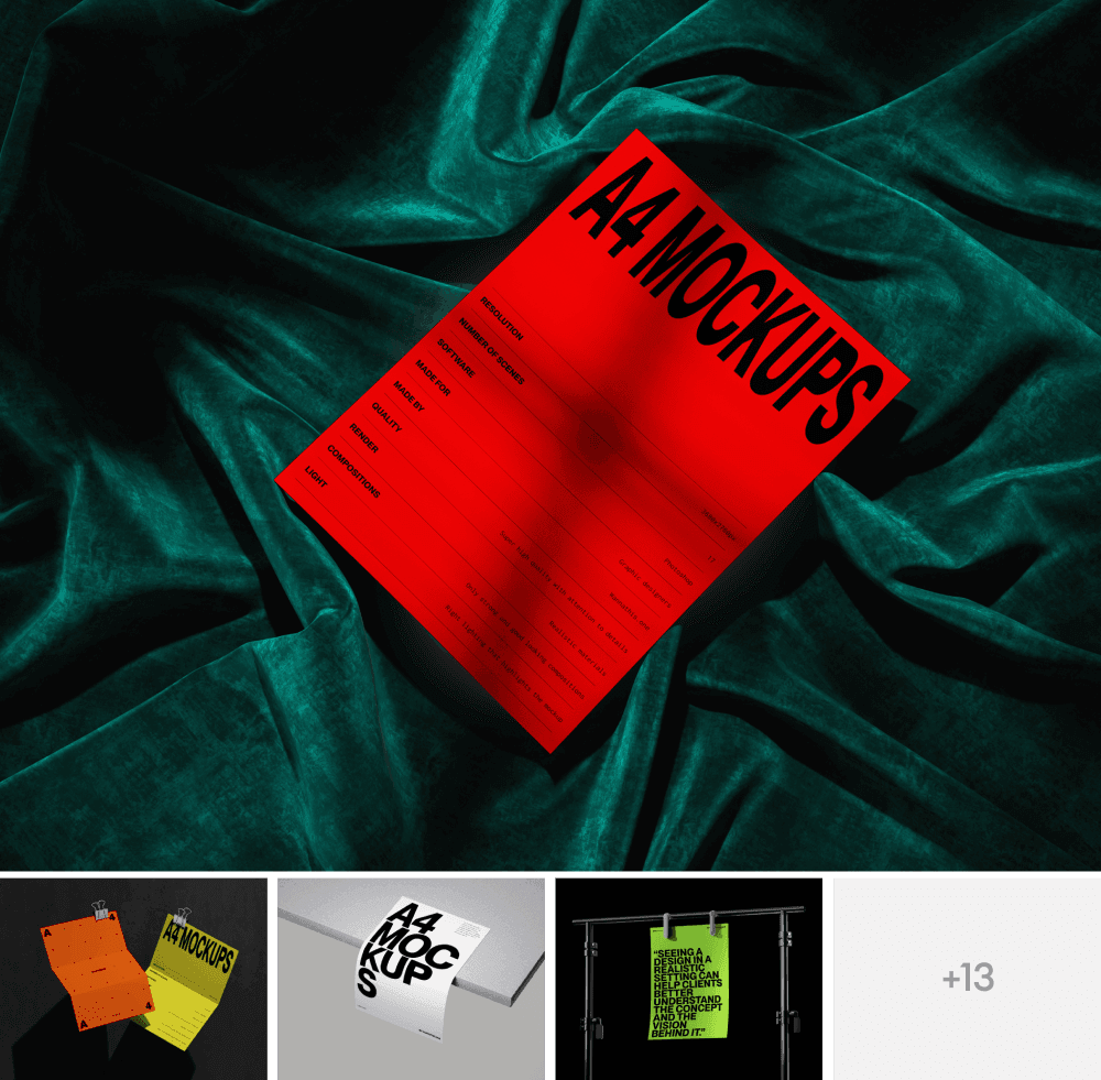 A4 paper mockups for branding presentations