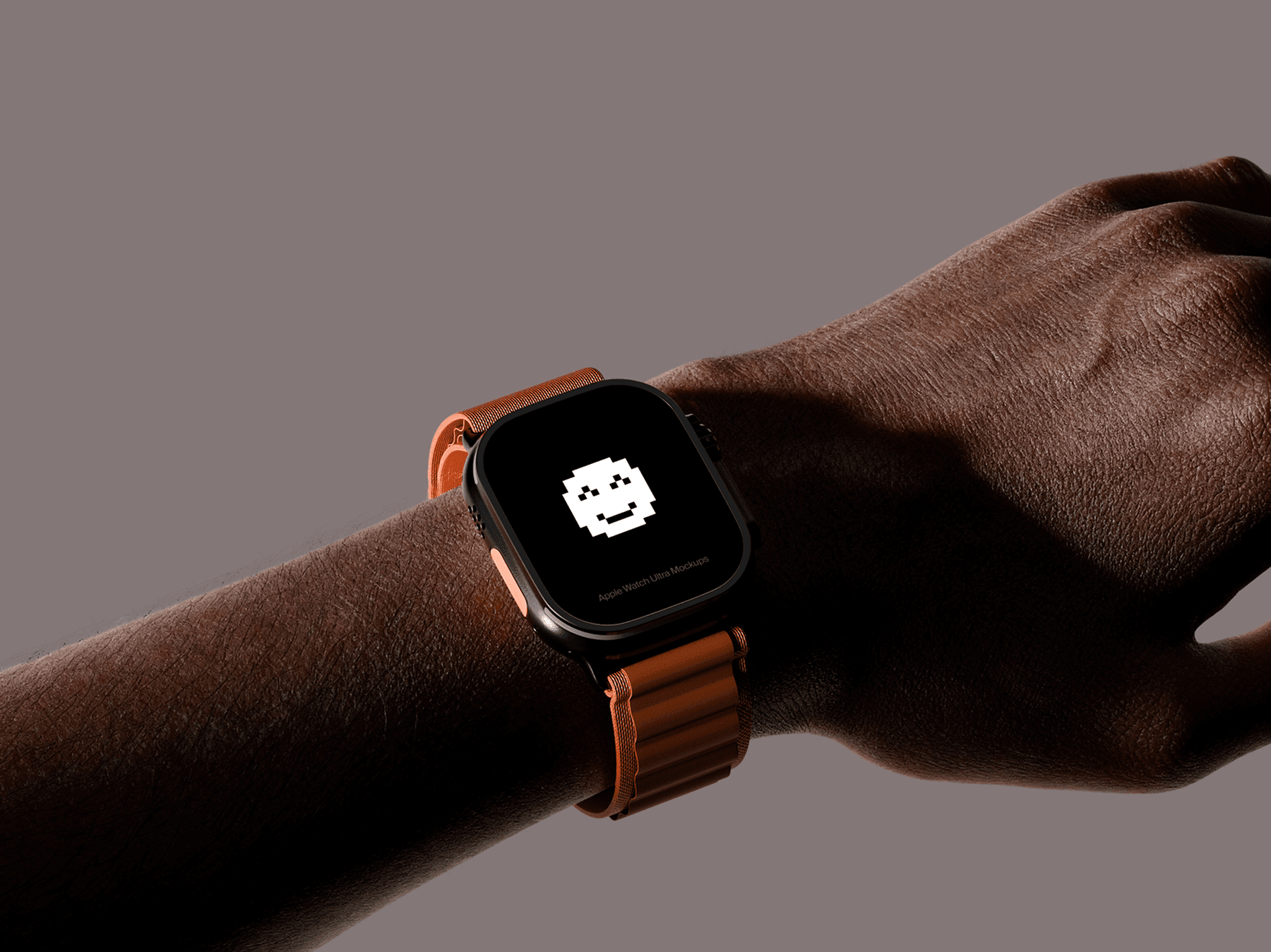 Apple Watch Ultra mockup shown close-up on a wrist