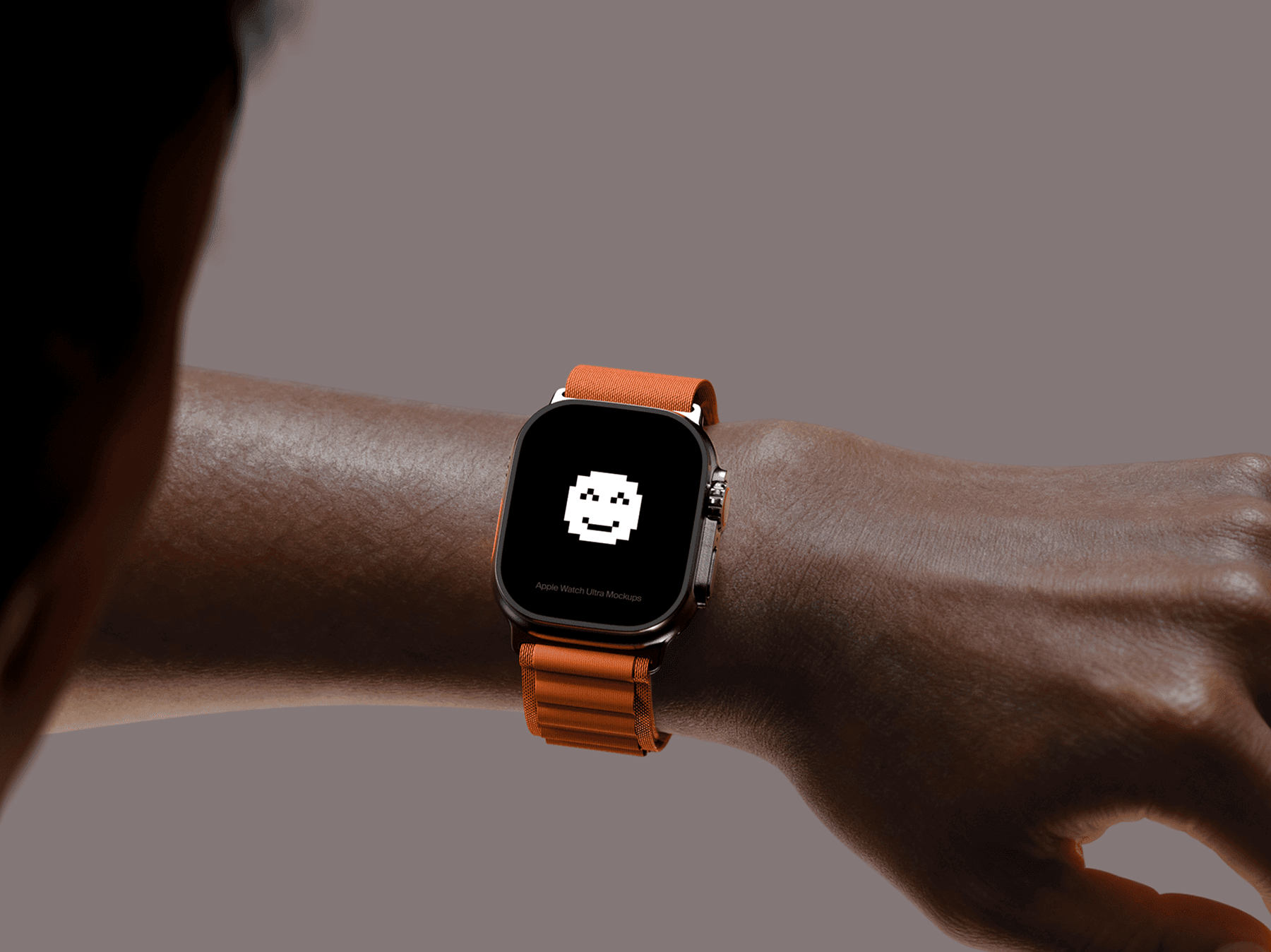 Apple Watch Ultra mockup displayed on a naturally posed wrist