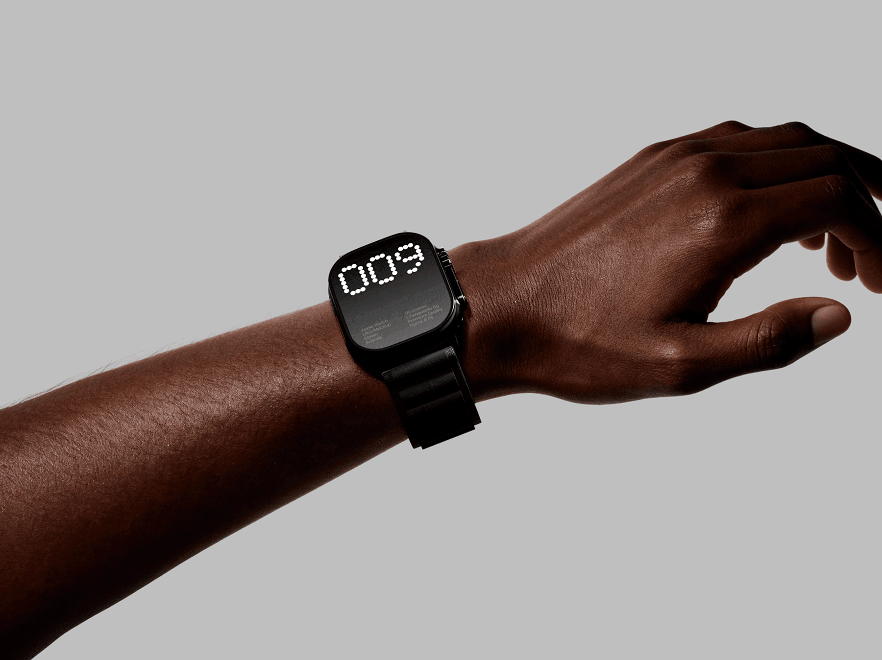 Apple Watch Ultra mockup viewed from the side on a wrist
