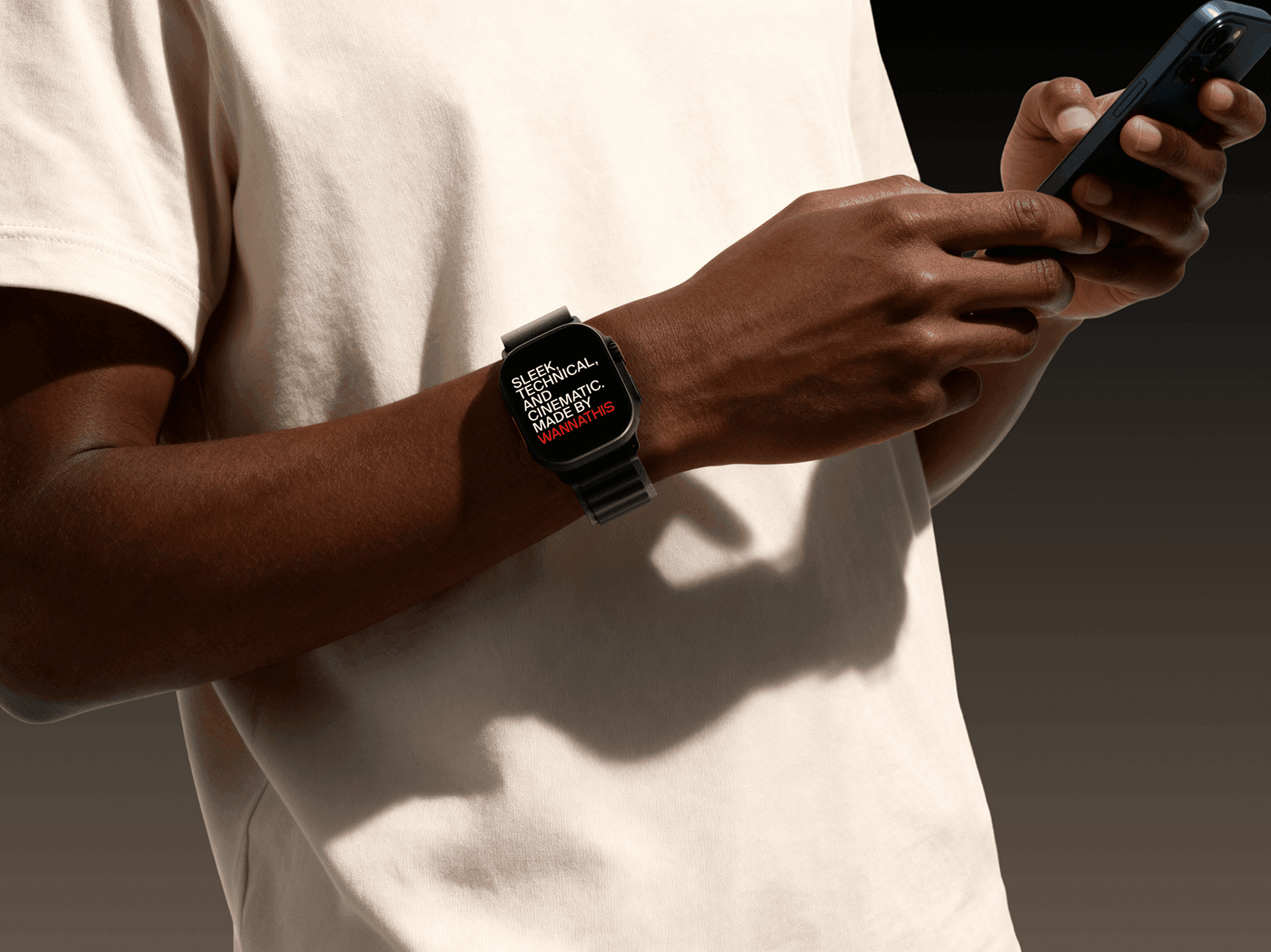 Apple Watch Ultra mockup on wrist during daily use in a casual setting