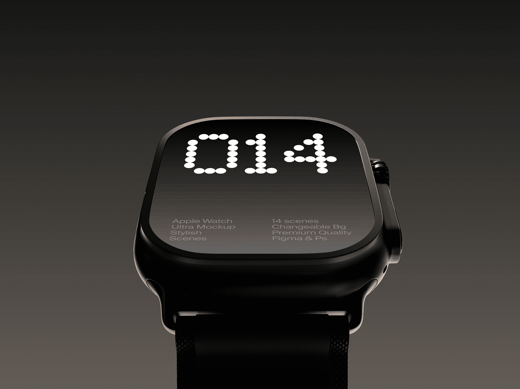 Close-up Apple Watch Ultra mockup showing detailed screen and structure