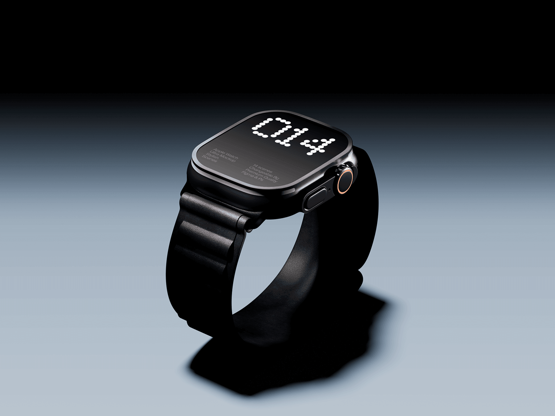 Apple Watch Ultra mockup standing on a smooth gradient surface