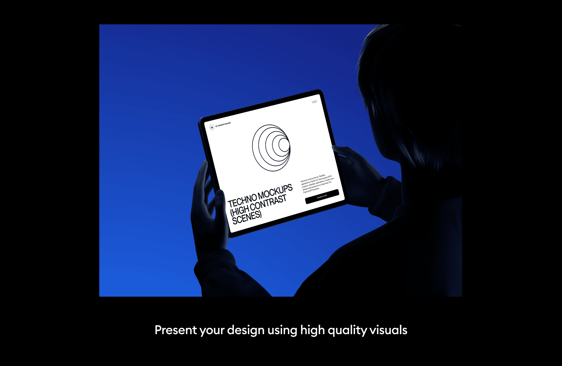 Blackout silhouette device mockups for ux/ui projects