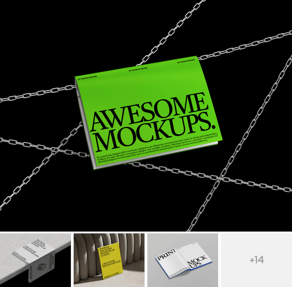 Books and magazines mockups for design projects