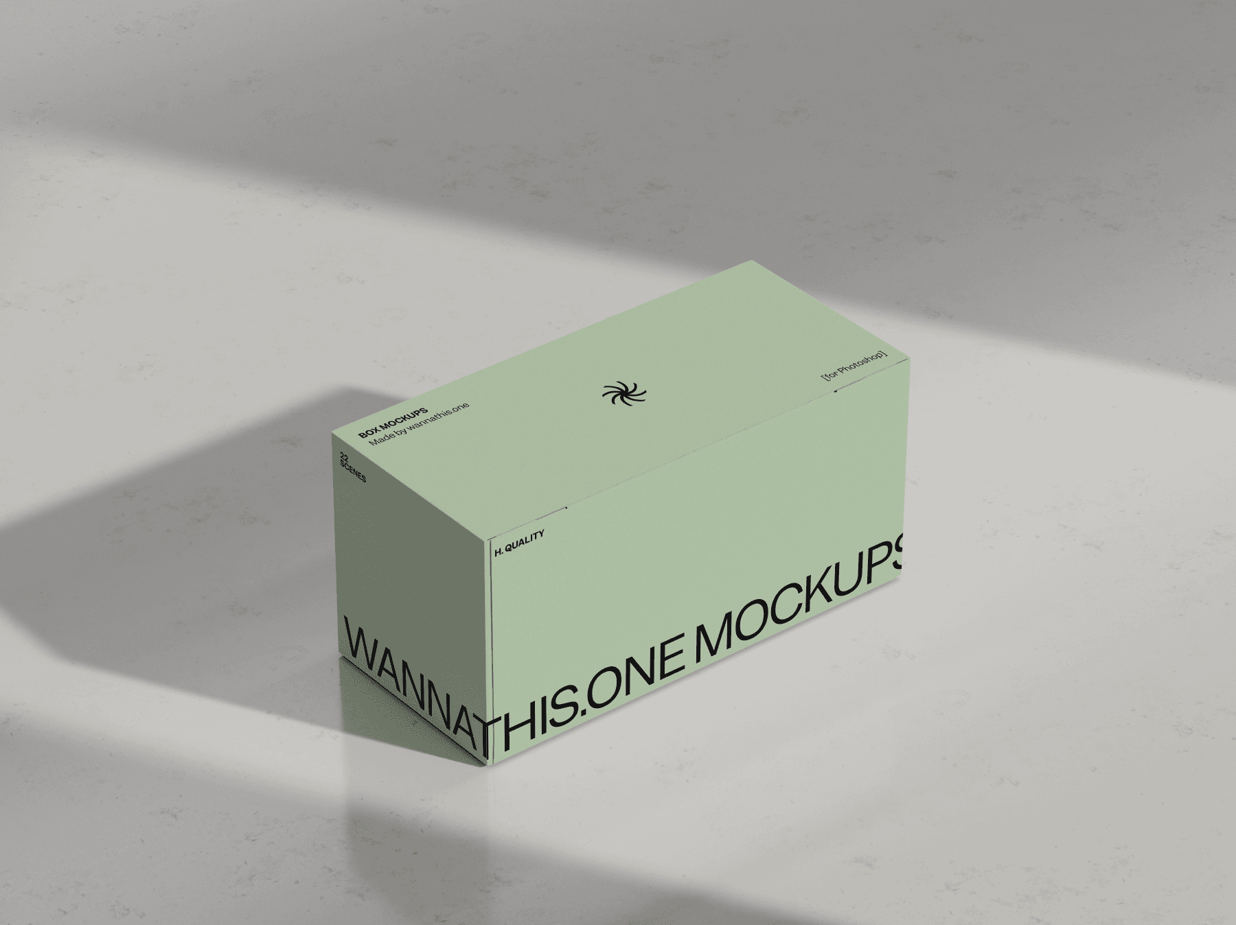 Minimal horizontal box mockup placed on a light surface