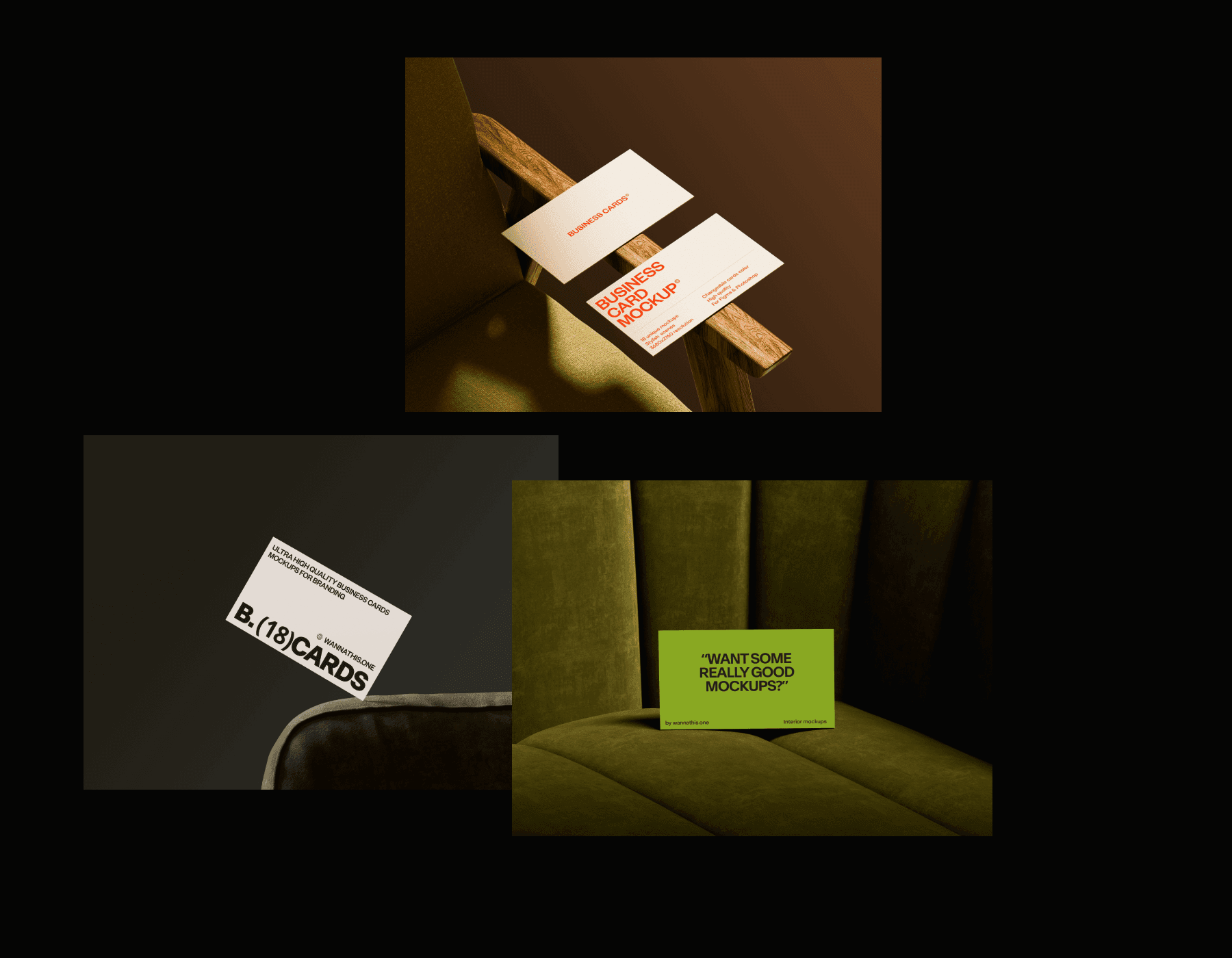 Interior business cards mockups for design projects