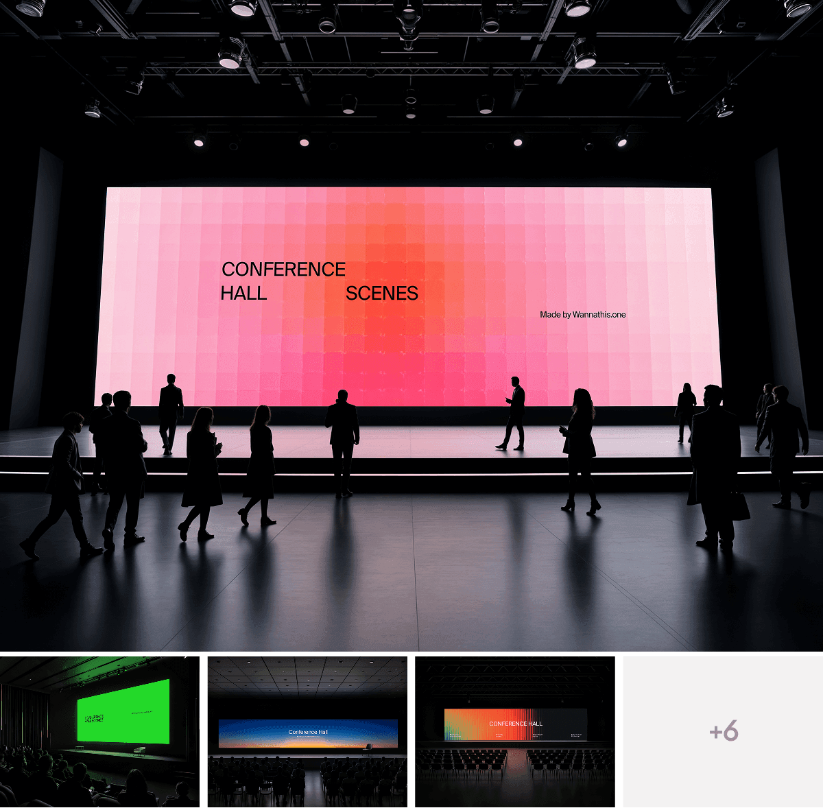 Conference hall screen mockups for design projects