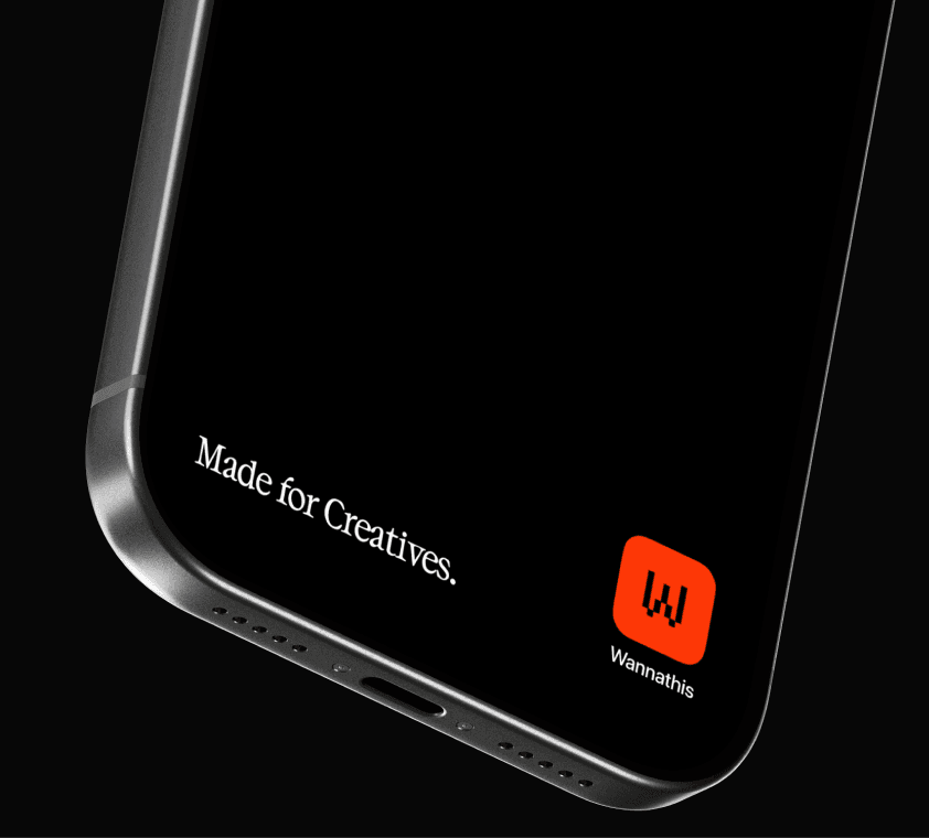 Dark iPhone mockup with minimal UI screen and soft reflections close-up by Wannathis