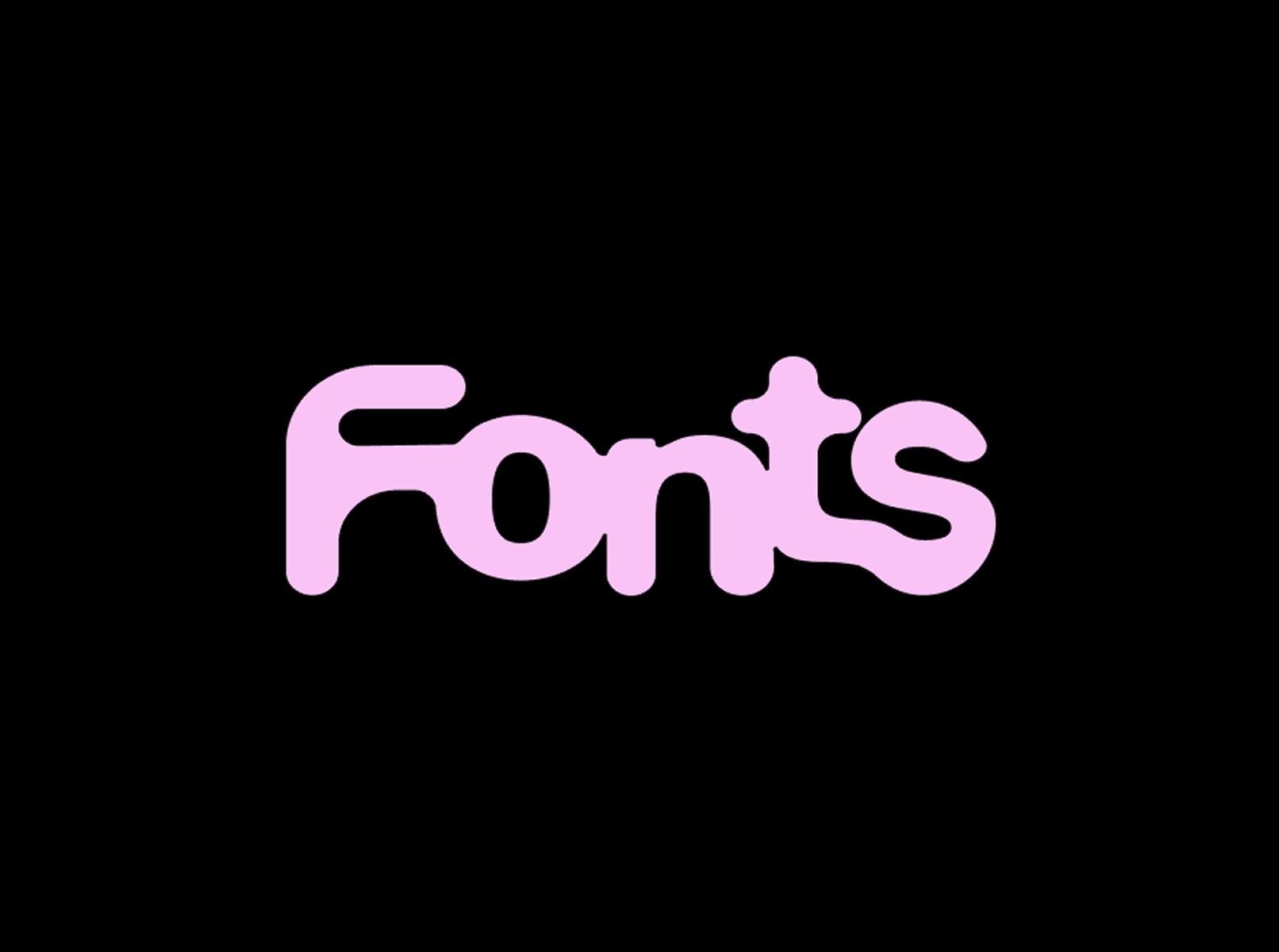 The word Fonts set in a soft pink bubbly rounded display type on black, cover image for a blog roundup of cool display fonts for graphic designers